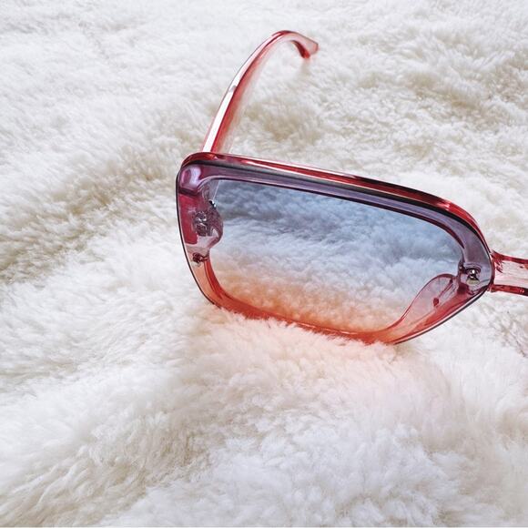 Abby Clear Blue & Pink Square Frame Sunglasses - Picture 5 of 10